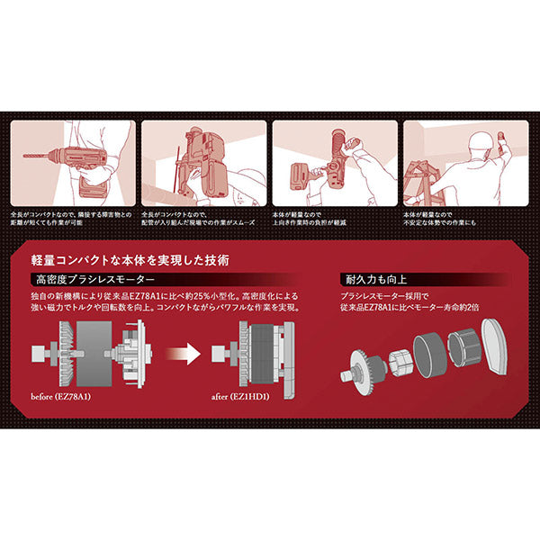 Panasonic EZ1HD1N18D-B 18V3Ah ハンマードリル (黒) パナソニック