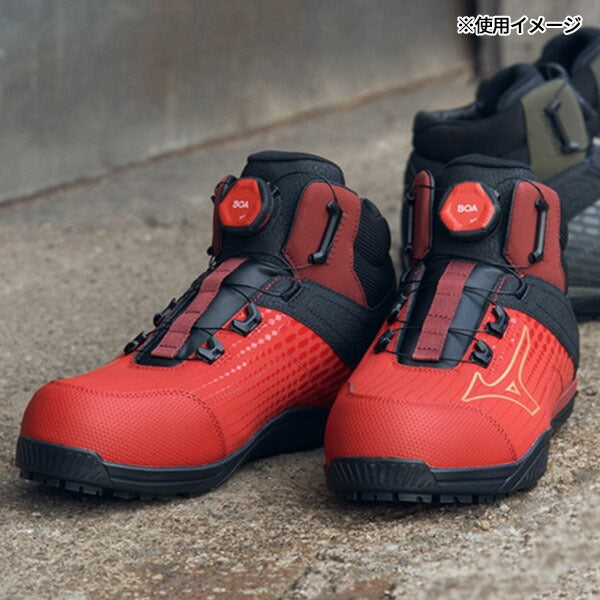 ミズノ 安全靴 ALMIGHTY TDII 81H BOA F1GA251062 レッド×ゴールド×ブラック オールマイティTDII 81H BOA 高反発ソール ハイカット 3E相当
