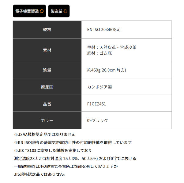 ミズノ 安全靴 AG 11L F1GE2451 プライムフィット 09 ブラック 紐タイプ 静電気帯電防止タイプ 国際規格(EN ISO 20346規格)ワークシューズ 保護靴