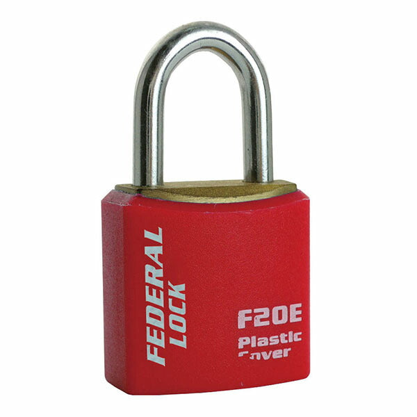 【11月の特価品】日本正規品 フェデラル 南京錠ボディーカバー付 20mm レッド (F20E-R-P)(4545301102412) FEDERAL