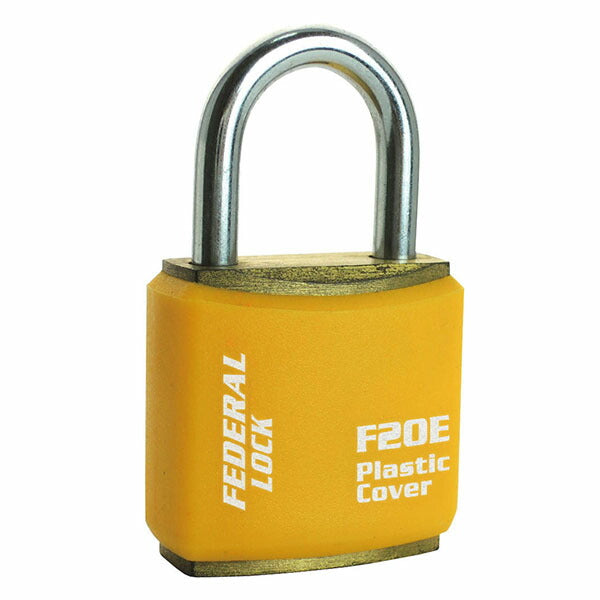 【12月の特価品】日本正規品 フェデラル 南京錠ボディーカバー付 20mm イエロー (F20E-Y-P)(4545301102429) FEDERAL