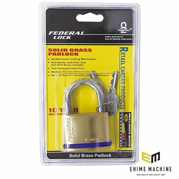 日本正規品 フェデラル 南京錠 PEリング付 50mm (F50-P)(4545301101750) FEDERAL
