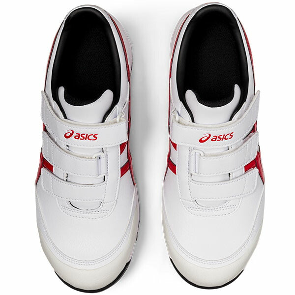 アシックス 安全靴 ウィンジョブ CP301 ホワイト×クラシックレッド (fcp301.102) ASICS ローカット ベルトタイプ 人工皮革 作業靴 スニーカー