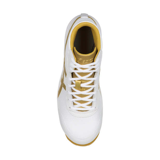 アシックス 安全靴 FFR71S.0194 ウィンジョブ 71S ホワイト×ゴールド ASICS ハイカット 紐タイプ おしゃれ かっこいい 作業靴 スニーカー