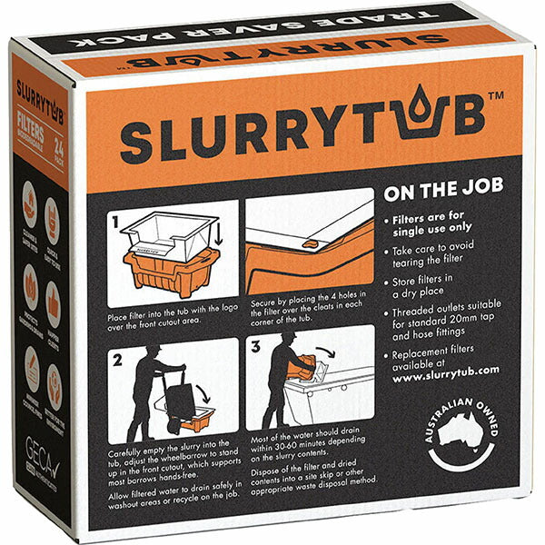スラリータブ フィルターパック(24個入) FILT24PK (9357473021027) SLURRYTUB セメントやコンクリートの洗浄・廃棄