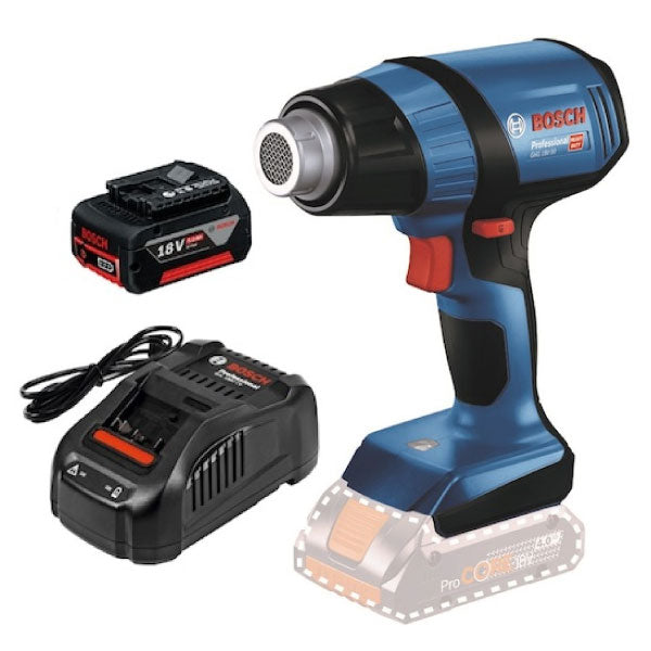 日本正規品 ボッシュ 18Vコードレスホットエアガン+バッテリー充電器セット GHG18V50HSET 充電式ホットエアーガン 本体+5.0Ahバッテリー+充電器 ホットガン
