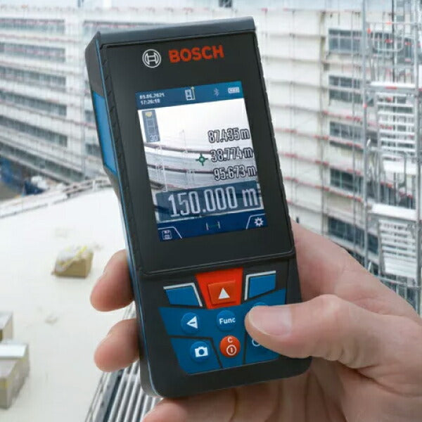 日本正規品 BOSCH GLM150-27C レーザー距離計 ボッシュ 最大150m 屋外で使用できる丈夫なレーザー距離計 マイクロUSBケーブル、キャリングストラップ、保護バッグ付