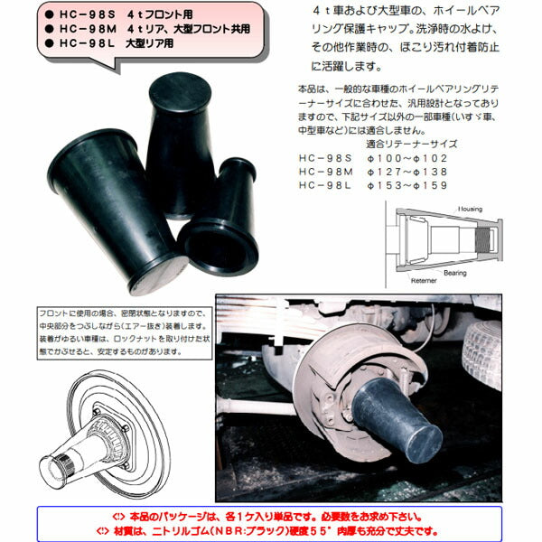 ハスコー ホーシングキャップ Mサイズ HC-98M (4580372201251) HASCO ホイールベアリング保護ツール 4tリア、大型フロント共用