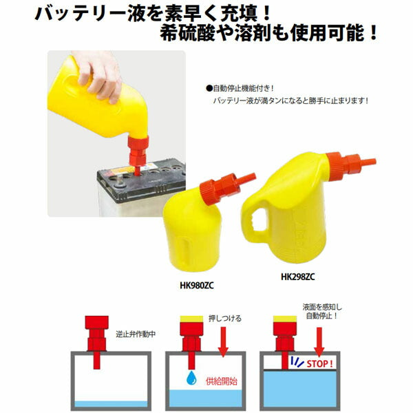 ハスコー バッテリーフィラー 1.1L HK980ZC (4580372214763) HASCO バッテリー液補充ツール