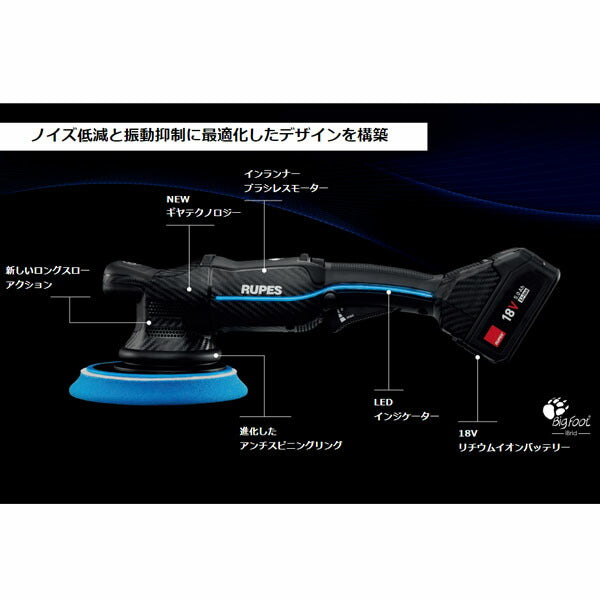 ルペス コードレスダブルアクションポリッシャーキット HLR21-STD-KIT バッテリー2個付属 マジックパッド径150mm (4940995833183) RUPES