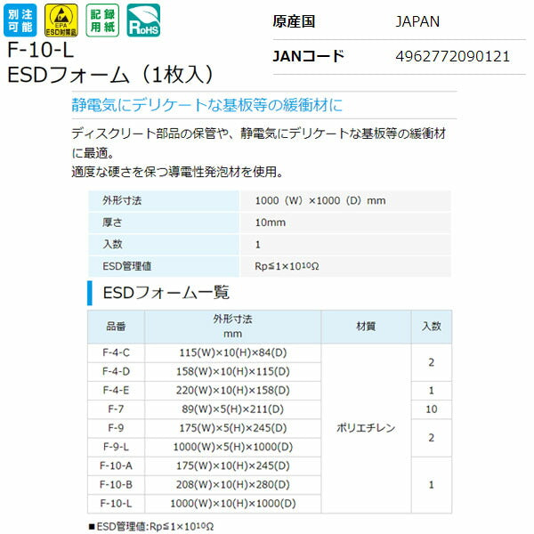 ホーザン ESDフォーム L (F-10-L)(4962772090121) HOZAN