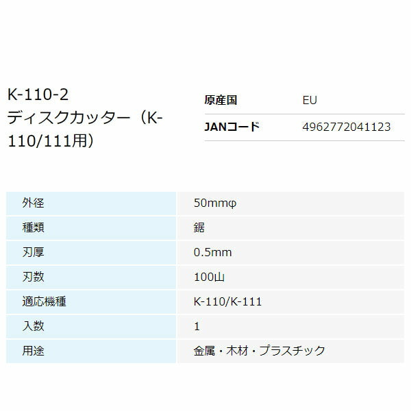 ホーザン ディスクカッター(K-110/K-111用) (K-110-2)(4962772041123) HOZAN