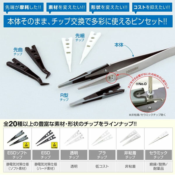 ホーザン ESDソフトチップピンセット (P-642-J)(4962772066270) HOZAN