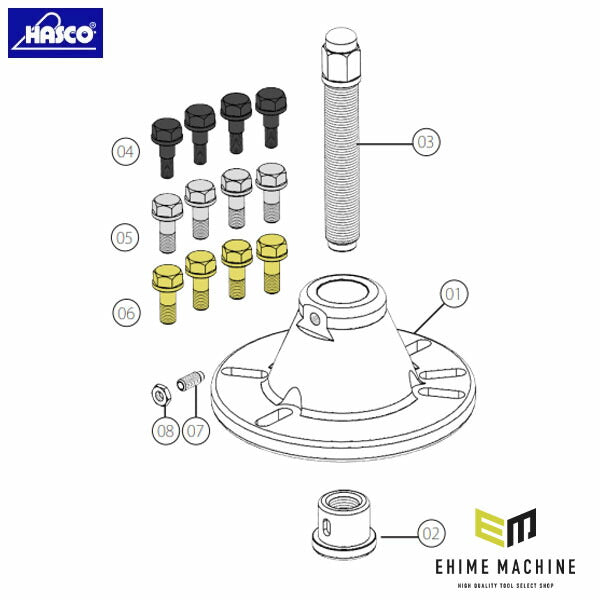ハスコー 固定ボルト M8×P1.25 4本組 いすゞ/UD用 (HP-404-04)(4580372205112) HASCO