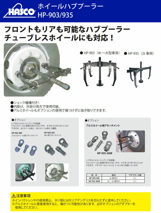 ハスコー ISOホイール用アダプターセット (HP-903-ISO)(4580372205327) HASCO HP-903ホイールハブプーラー用 ISO規格対応アダプター