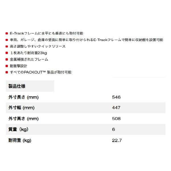 日本正規品 ミルウォーキー PACKOUT 収納棚キット (48-22-8480)(4573592050297) milwaukee