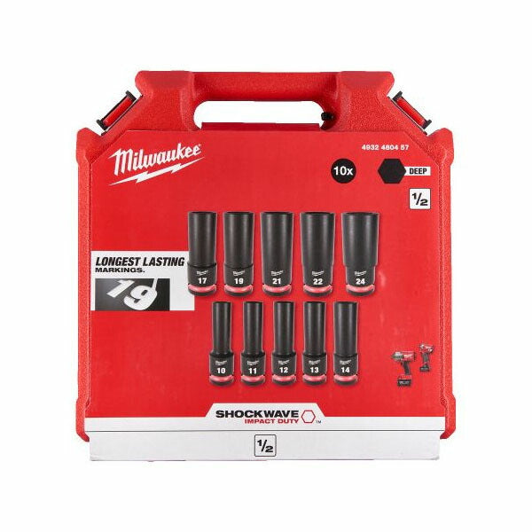 日本正規品 ミルウォーキー SHOCKWAVE IMPACT DUTY ディープインパクトソケット 1/2インチ(12.7mm)角 10PCS セット (4932480457)(4573592053458) milwaukee