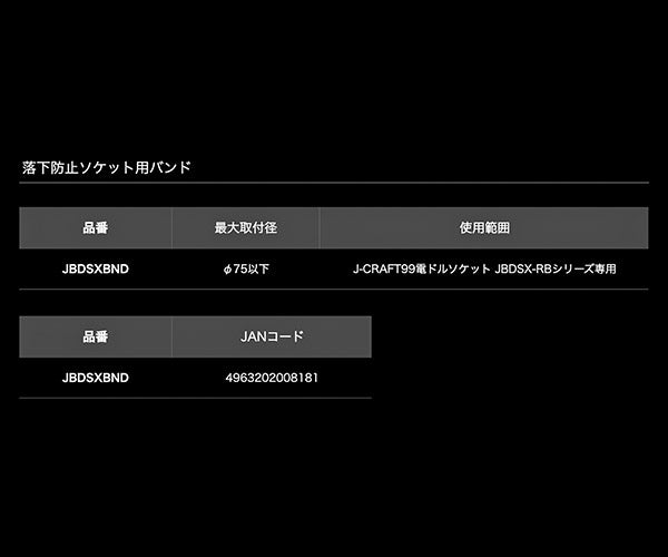 ロブテックス J-CRAFT99 落下防止ソケット用バンド JBDSXBND 電ドルソケットJBDSX-RBシリーズ専用 ジェークラフト ツーナインズ ロブスター工具 LOBSTER LOBTEX