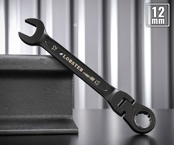 ロブテックス J-CRAFT99 ブラックラチェットコンビネーションレンチ(首振り) JBRW12F サイズ12mm ジェークラフト ツーナインズ ロブスター工具 LOBSTER LOBTEX