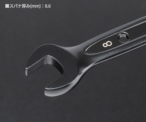 ロブテックス J-CRAFT99 ブラックラチェットコンビネーションレンチ(首振り) JBRW8F サイズ8mm ジェークラフト ツーナインズ ロブスター工具 LOBSTER LOBTEX