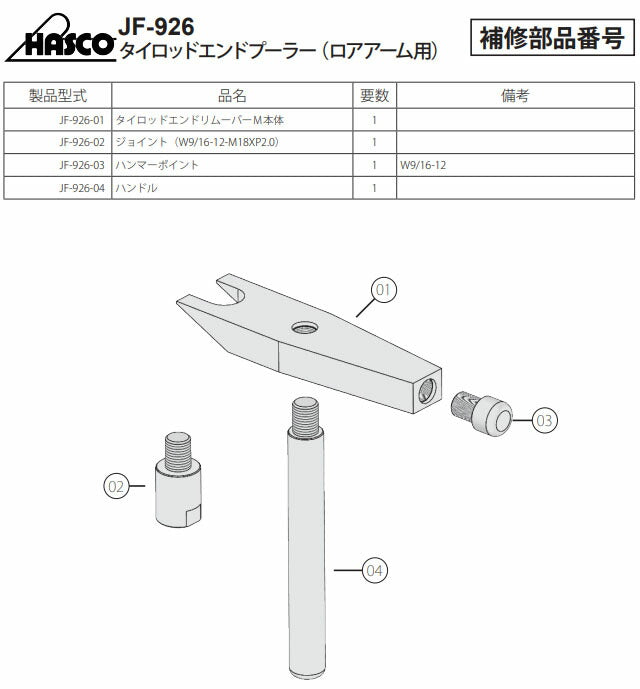 ハスコー タイロッドエンドプーラー ロアアーム用 薄口7mm ロアボールジョイント対応 (JF-926)(4580372218143) 軽~普通乗用車用 HASCO