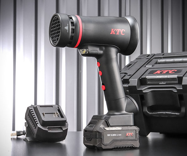 KTC コードレスブローガンセット 18V 5.0Ah バッテリー付 洗車 水滴除去 風速5段階 最大51m/s LEDライト付 (JTAE551) (4989433617336) 京都機械工具