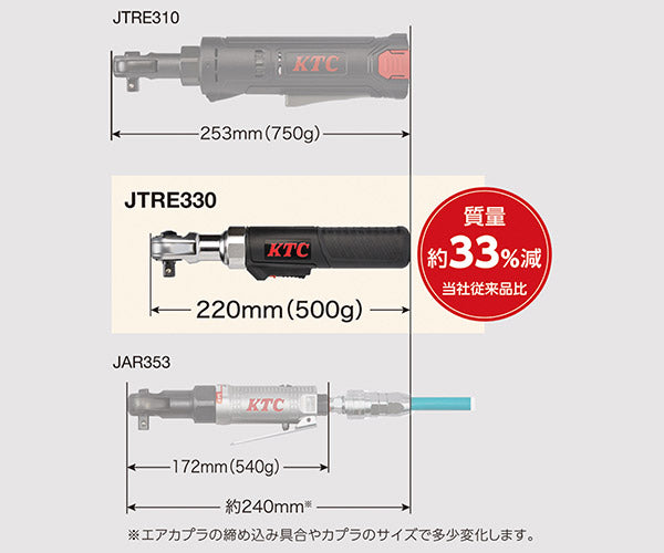 KTC 9.5sq コードレスラチェットレンチセット 電動ラチェットレンチ (JTRE330)(4989433616988) 京都機械工具