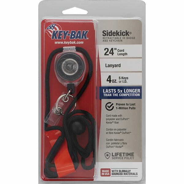 日本正規品 キーバック リトラクタブルキーリール SIDEKICK (0KB2-5D421) (0088056920107) 24インチ ブレイクアウェイランヤード 首掛け クリア×ピンク IDバッジ オフィス 医療 福祉 KEY-BAK