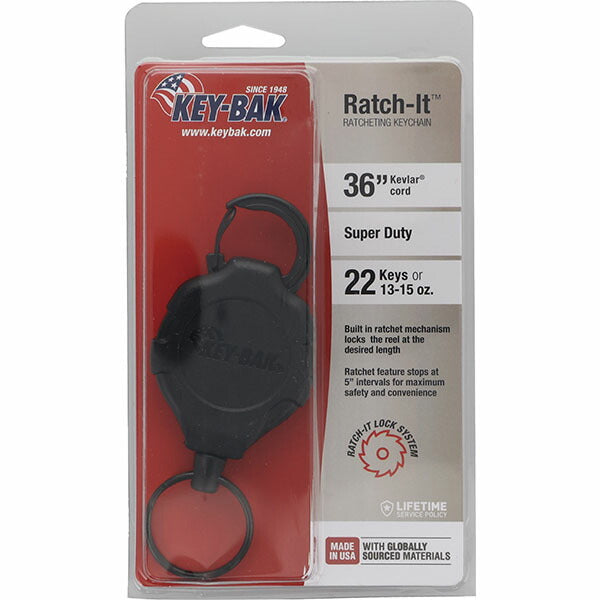日本正規品 キーバック リトラクタブルキーチェーン RATCH-IT (0KR2-4A11) (0088056912379) 36インチ カラビナ ラチェット式 耐荷重370g 鍵22本対応 工具落下防止 KEY-BAK