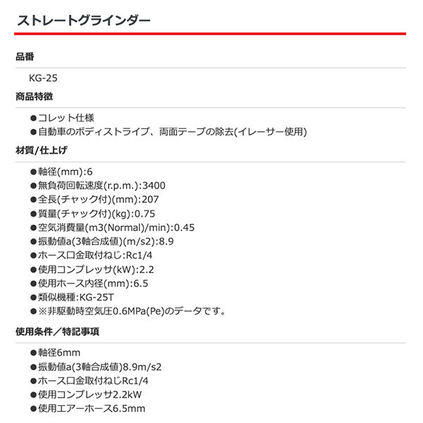 空研 KG-25 ストレートグラインダー KUKEN