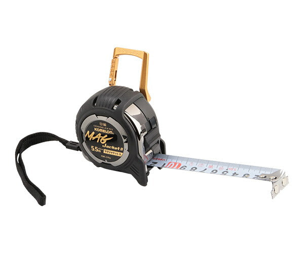 コメロン カラビナ式ベルトクリップ マグジャケットII (金、 黒) KMC-31NJB-55-25 5.5m 25mm幅 一人でも楽に測定できる強力マグネット爪と両面目盛 KOMELON メジャー コンベックス