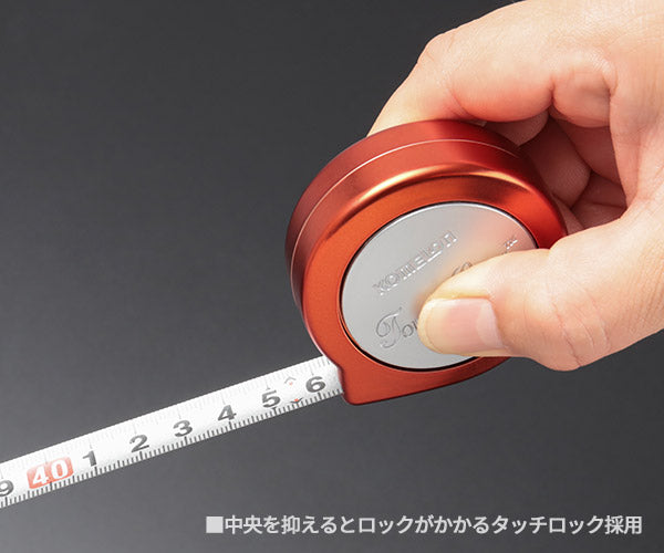 コメロン タッチロック 13mm幅 3.5m レッド DIAメートル目盛 マグネット付 コンベックス メジャー 巻尺 (KMC-60T-35-13-R) (4545301112343) KOMELON
