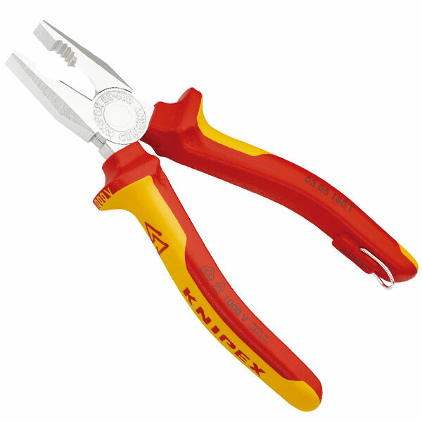 日本正規品 クニペックス 絶縁ペンチ 1000V 落下防止 (0306-180T)(4003773081395) 業務向け KNIPEX