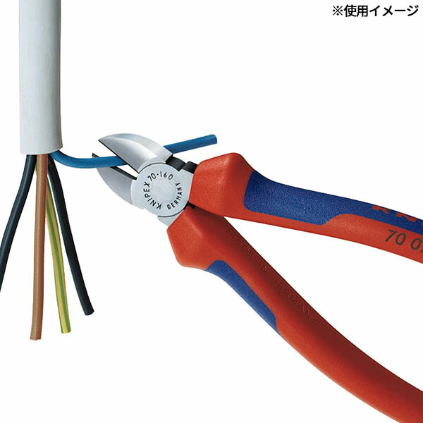日本正規品 クニペックス 斜ニッパー 落下防止 コンフォート クロムメッキ (70 05 160 T)(4003773080022) KNIPEX