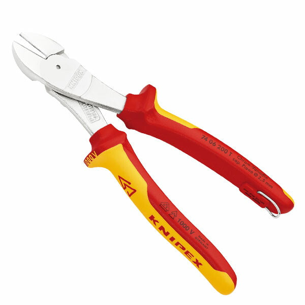 日本正規品 クニペックス T 絶縁強力斜ニッパー 落下防止 (7406-200T)(4003773081494) 業務向け KNIPEX