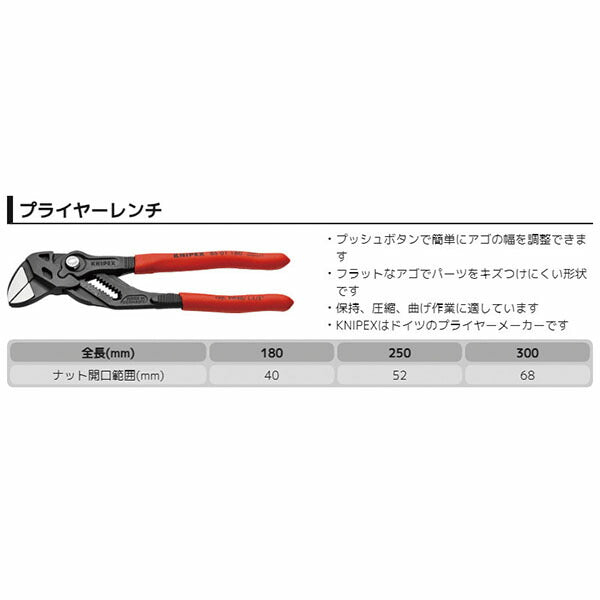 日本正規品 クニペックス プライヤーレンチ (8601-300SB)(4003773084679) KNIPEX