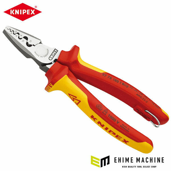 日本正規品 クニペックス 絶縁圧着ペンチ 落下防止 (9778-180T)(4003773081531) 業務向け KNIPEX