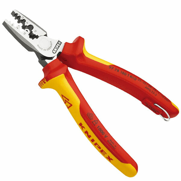 日本正規品 クニペックス 絶縁圧着ペンチ 落下防止 (9778-180T)(4003773081531) 業務向け KNIPEX