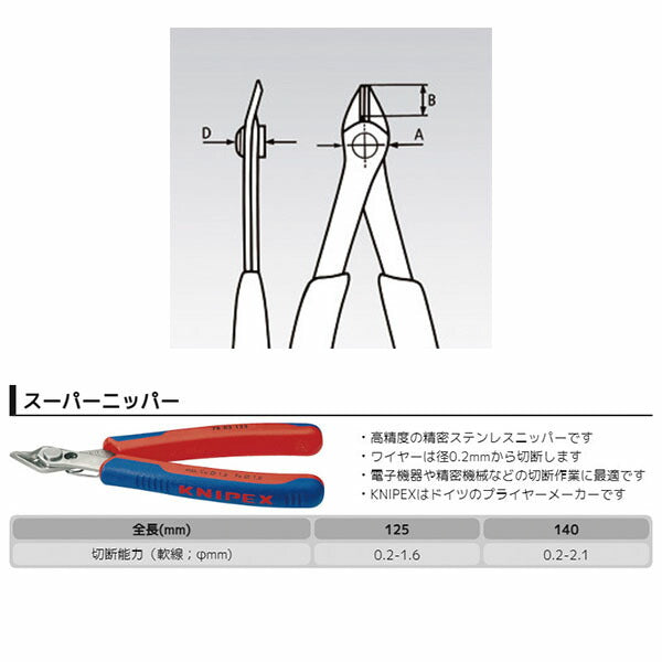 日本正規品 クニペックス スーパーニッパーINOX XL (7803-140)(4003773081647) 業務向け KNIPEX