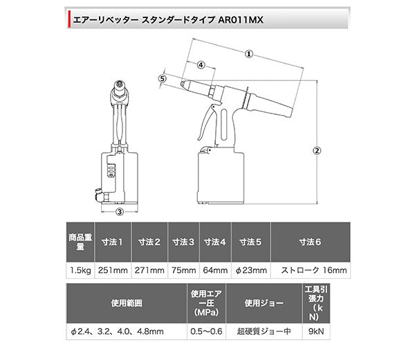 ロブテックス AR011MX エアーリベッター エビ LOBSTER ロブスター エビ印工具 LOBTEX