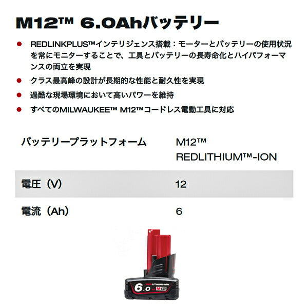 日本正規品 ミルウォーキー M12 4.0Ah&6.0Ah FCスタートキット (M12-18 NRG-642 JP)(4573592060296) milwaukee
