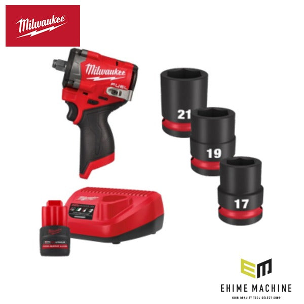 日本正規品 ミルウォーキー M12 FUEL 1/2インチ 542Nm インパクトレンチ 2.5Ah&インパクトソケットキット (M12 FIW2F12-251X LR2 JP)(4573582681463) milwaukee
