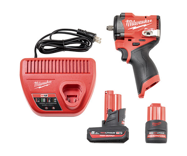 日本正規品 ミルウォーキー M12 FUEL 3/8インチ542Nmインパクトレンチ 5.0AH & 2.5AH キット (M12 FIW2F38-5252X JP)(4573582681104) milwaukee