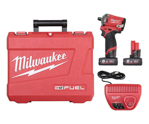 ミルウォーキー 1/2コードレス電動インパクトレンチセット M12 FIWF12-602C JP Milwaukee 12V 339Nm (本体・バッテリー2個・充電器・ケース) M12シリーズ 充電式1/2インチ339Nmインパクトレンチ 電動工具