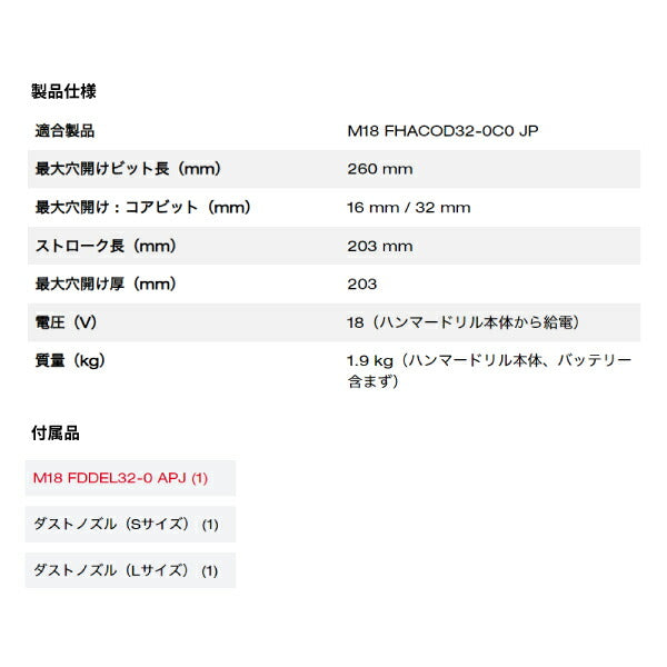日本正規品 ミルウォーキー M18 32mm D ハンドル集じんアダプター (M18 FDDEL32-0 APJ)(4573592031463) milwaukee