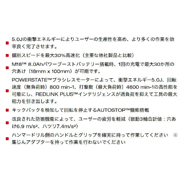 日本正規品 ミルウォーキー M18 FUEL 32mm SDS−PLUSハンマードリル (M18 FHPX-0X0 JP)(4573592030114) milwaukee