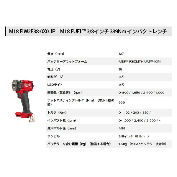 日本正規品 ミルウォーキー M18FUELパワーパック(インパクトレンチ、アングルインパクトレンチ) (M18 FPP2AN2-5252P JP)(4573592031814) milwaukee