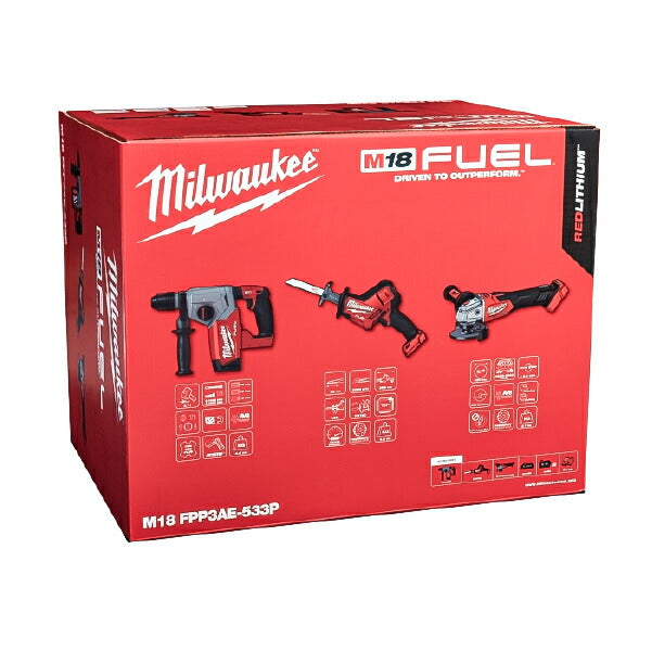 日本正規品 ミルウォーキー M18 FUELパワーパック(ハンマードリル、レシプロソー、ディスクグラインダー) (M18 FPP3AE-533P JP)(4573592031807) milwaukee