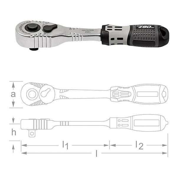 【11月の特価品】日本正規品 マタドール (1/4SQ)Z90ストラップ穴付ラチェットハンドル (20610090)(4040674237247) MATADOR