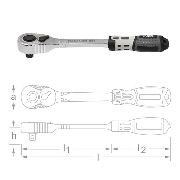 日本正規品 マタドール (1/2SQ)Z90ストラップ穴付ラチェットハンドル (40610090)(4040674237261) MATADOR